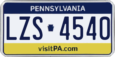 PA license plate LZS4540