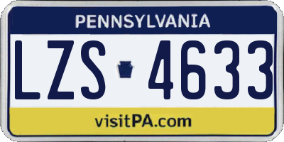 PA license plate LZS4633