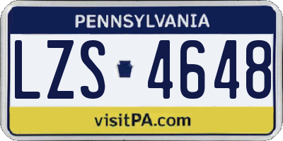 PA license plate LZS4648