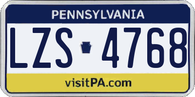 PA license plate LZS4768