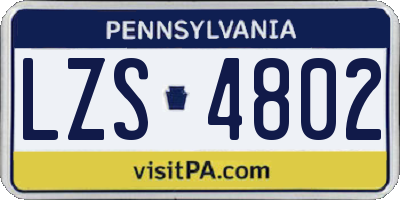 PA license plate LZS4802