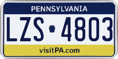 PA license plate LZS4803