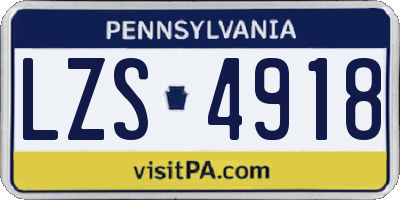 PA license plate LZS4918