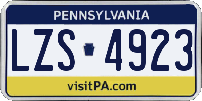 PA license plate LZS4923