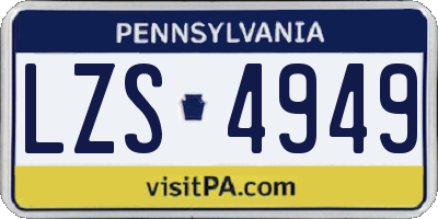 PA license plate LZS4949