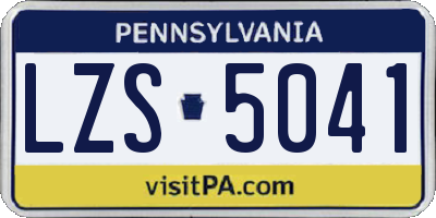 PA license plate LZS5041