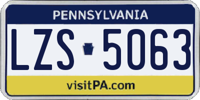 PA license plate LZS5063