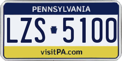 PA license plate LZS5100