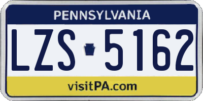 PA license plate LZS5162