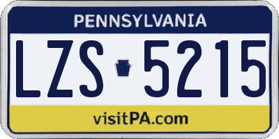 PA license plate LZS5215