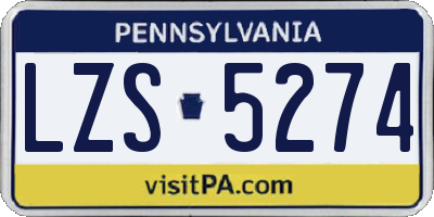 PA license plate LZS5274