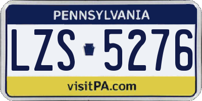 PA license plate LZS5276
