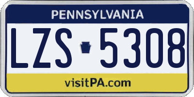 PA license plate LZS5308