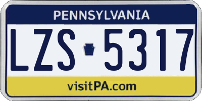 PA license plate LZS5317