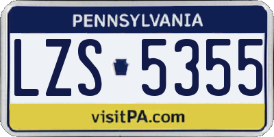 PA license plate LZS5355