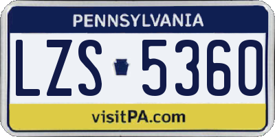 PA license plate LZS5360