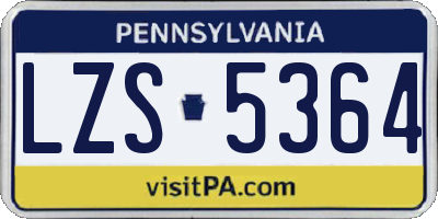 PA license plate LZS5364