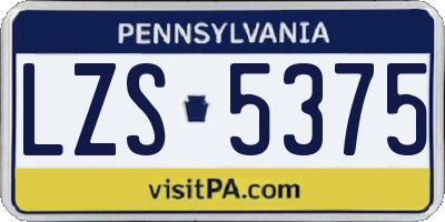 PA license plate LZS5375