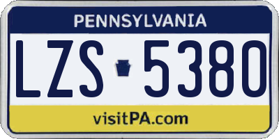 PA license plate LZS5380