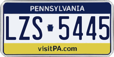 PA license plate LZS5445