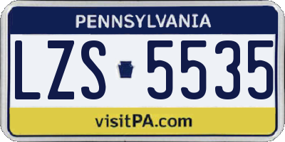 PA license plate LZS5535