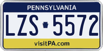 PA license plate LZS5572
