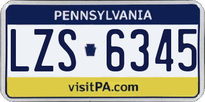 PA license plate LZS6345