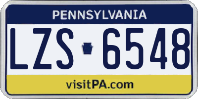 PA license plate LZS6548