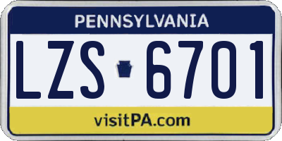 PA license plate LZS6701