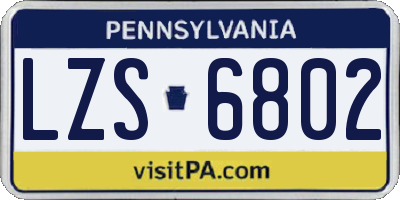 PA license plate LZS6802