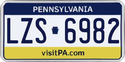 PA license plate LZS6982