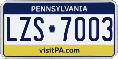 PA license plate LZS7003