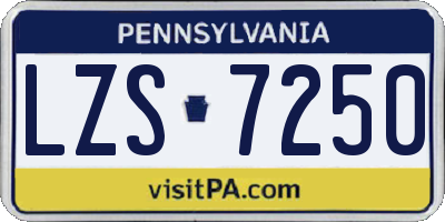 PA license plate LZS7250