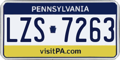 PA license plate LZS7263