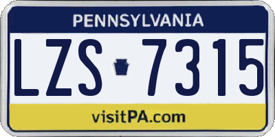 PA license plate LZS7315