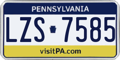 PA license plate LZS7585