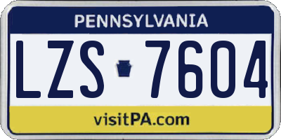 PA license plate LZS7604