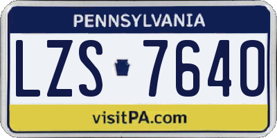PA license plate LZS7640