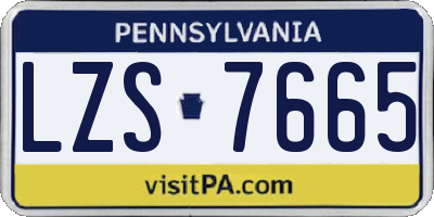 PA license plate LZS7665