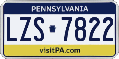 PA license plate LZS7822