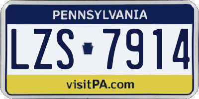PA license plate LZS7914