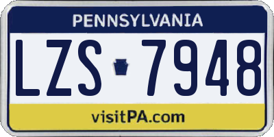 PA license plate LZS7948