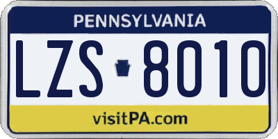 PA license plate LZS8010