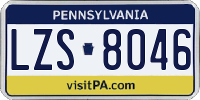 PA license plate LZS8046