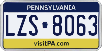 PA license plate LZS8063