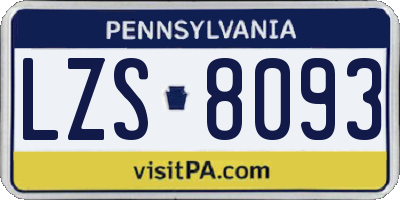 PA license plate LZS8093