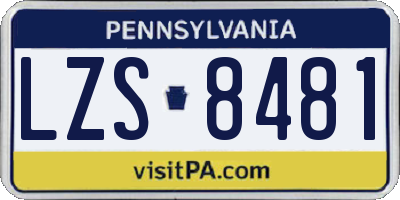 PA license plate LZS8481