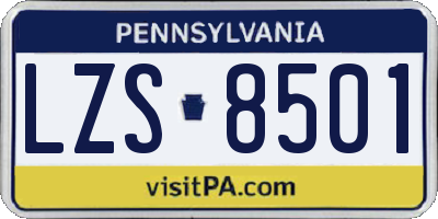 PA license plate LZS8501