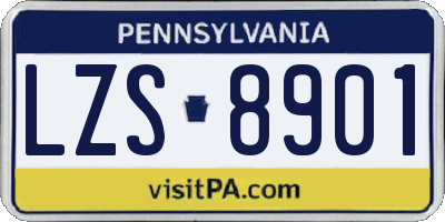 PA license plate LZS8901