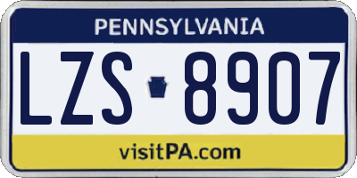 PA license plate LZS8907